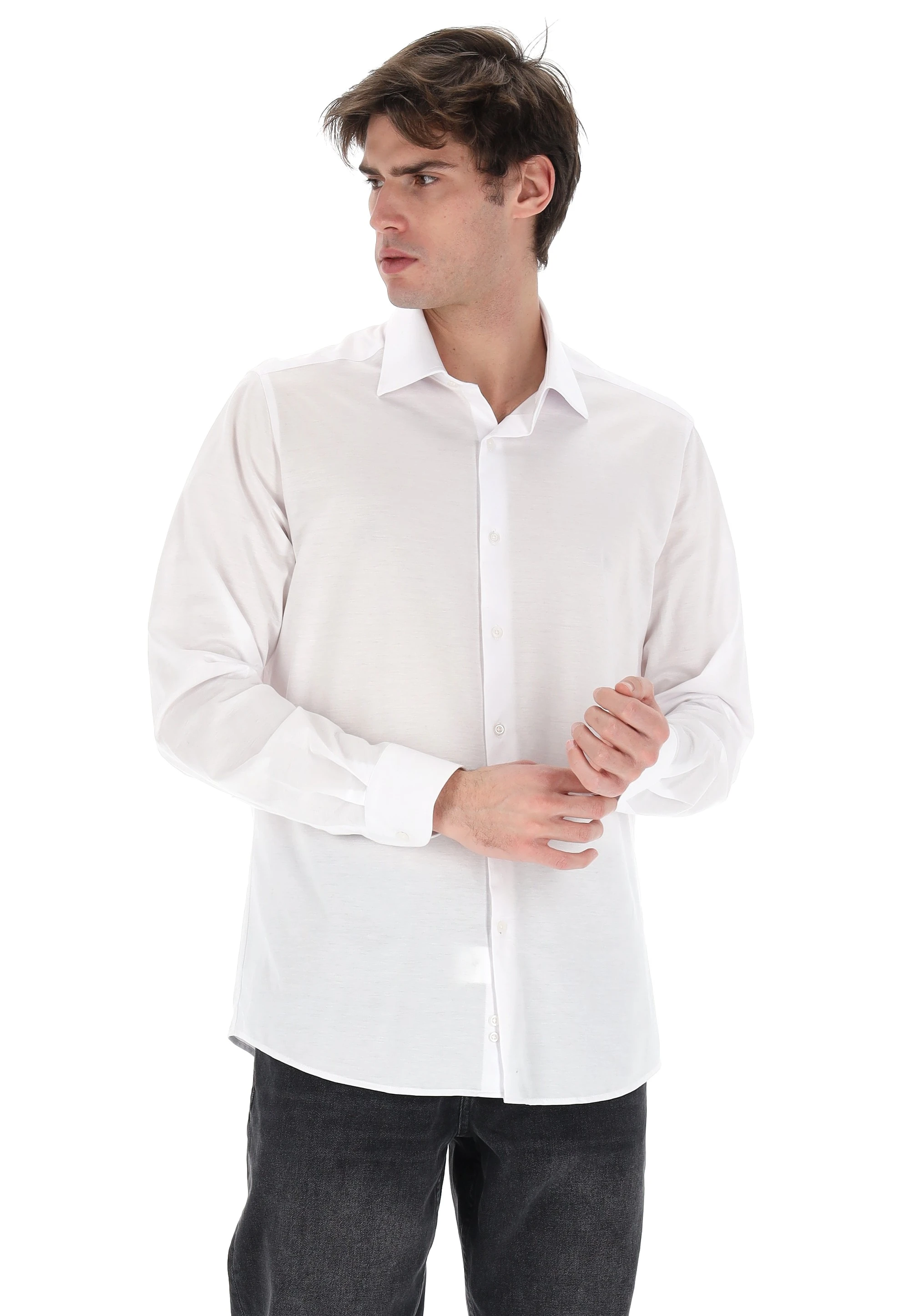 Camicia Yours uomo in jersey tinta unita